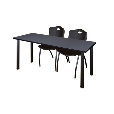 Kee Rectangle Tables > Training Tables > Kee Table & Chair Sets, 60 W, 24 L, 29 H, Grey MT6024GYBPBK47BK